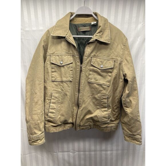 Aeropostale Jacket Size Medium Tan Winter Mens Pockets Zip Up - Picture 1 of 7